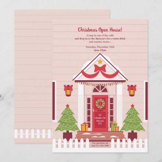 Kerst Open Huis Uitnodigingen (Voorkant / Achterkant)