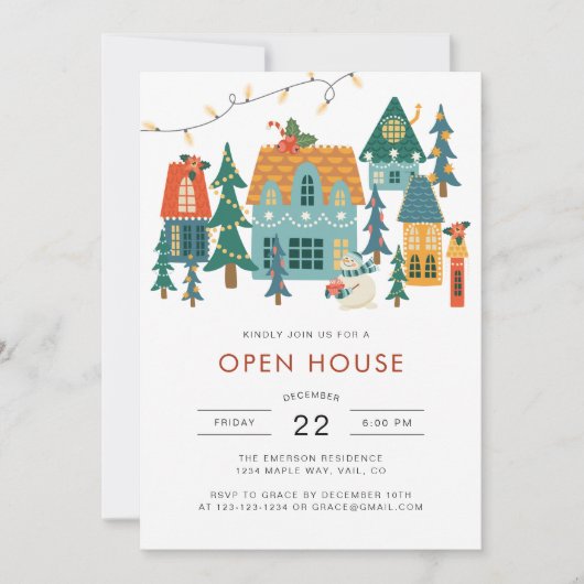 Kerst Open Huis Vakantie uitnodiging (Voorkant)