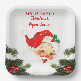 Kerst Open Huis Vintage Kerstman Papieren Bordje