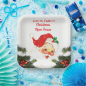 Kerst Open Huis Vintage Sinterklaas  Papieren Bordje (Feest)