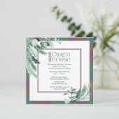 Kerst Open Huis Watercolor Loof Moderne Kaart (Staand voorkant)