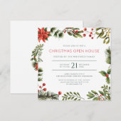Kerst Open Huis Watercolor Vakantiefeest Kaart (Voorkant / Achterkant)