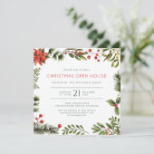 Kerst Open Huis Watercolor Vakantiefeest Kaart (Staand voorkant)