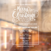 Kerst Openingstijden Bord, Prettig Kerstfeest Raamsticker (Vel 2)