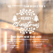 Kerst Openingsuren bedrijf  Raamsticker (Vel 2)