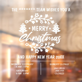 Kerst Openingsuren bedrijf  Raamsticker