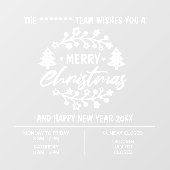 Kerst Openingsuren bedrijf Raamsticker (Vel)