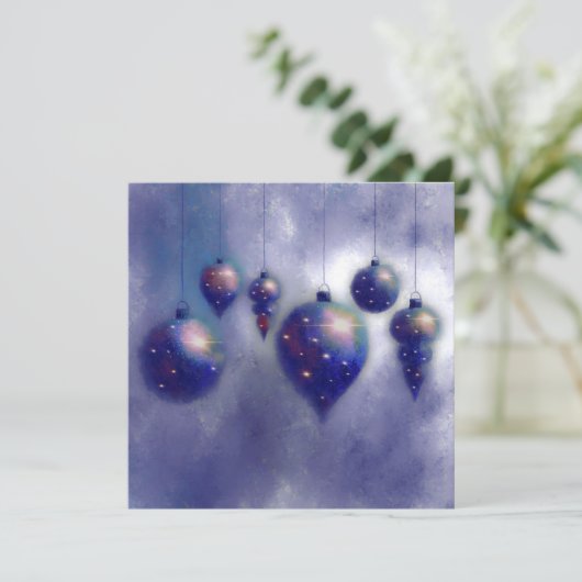 Kerst opknoping Blue Baubles Flat Kaart (Staand voorkant)