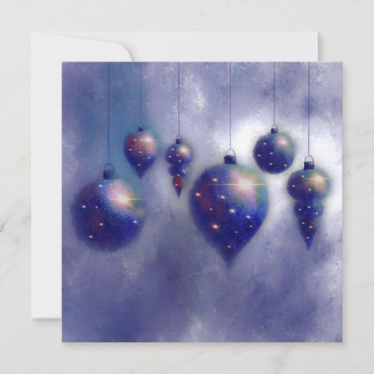 Kerst opknoping Blue Baubles Flat Kaart (Voorkant)