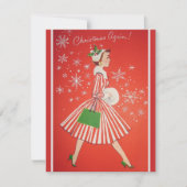 Kerst Opnieuw 1950s Mode Lady Custom Feestdagenkaart (Voorkant)