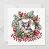 Kerst Opossum bessen Holly Leaves Kaart (Voorkant)