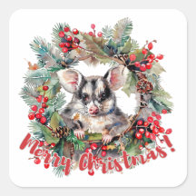 Kerst Opossum bessen Holly Leaves