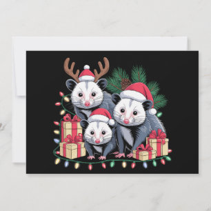 Kerst Opossum Kerstmuts Geweien Kerst Lichtjes Kaart