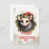 Kerst opossum Waterverf Bedankkaart (Voorkant / Achterkant)