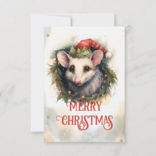 Kerst opossum Waterverf Bedankkaart