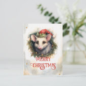 Kerst opossum Waterverf Briefkaart (Staand voorkant)