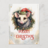 Kerst opossum Waterverf Briefkaart (Voorkant)