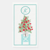 Kerst Oranje boom Topiaire Chinoiserie  Servet (Voorkant)