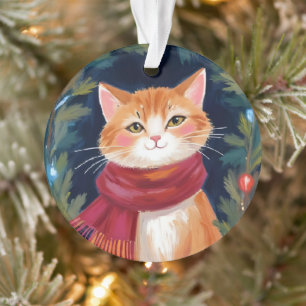 Kerst Oranje Katten Feestelijke Huisdier Ornament