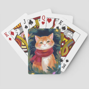 Kerst Oranje Katten Feestelijke Huisdier Pokerkaarten