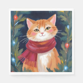 Kerst Oranje Katten Feestelijke Huisdier Vakantie Servet