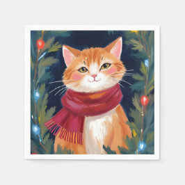 Kerst Oranje Katten Feestelijke Huisdier Vakantie Servet