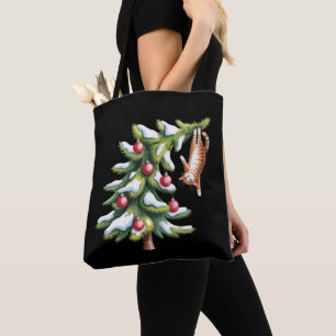 Kerst Oranje Kattenboom Kattenliefhebber Familie X Tote Bag