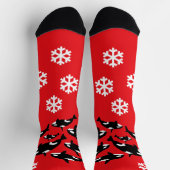 Kerst Orka Killer Walvissen en Sneeuwvlokken Rood Sokken (Top)