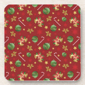 Kerst Ornamant & Candy Cane Patroon Bier Onderzetter (Voorkant)