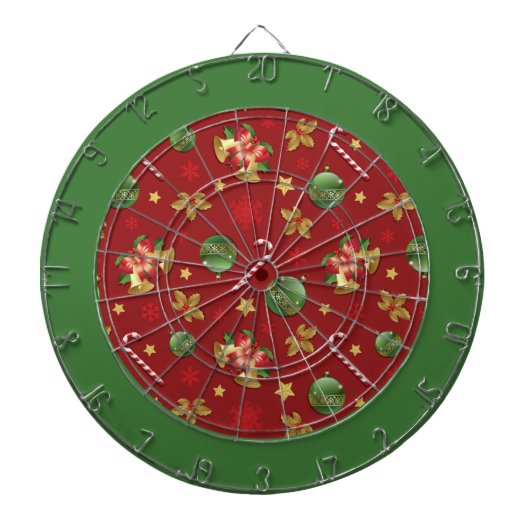 Kerst Ornamant & Candy Cane Patroon Dartbord (Voorkant)