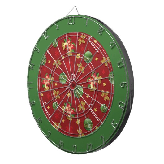 Kerst Ornamant & Candy Cane Patroon Dartbord (Voorkant Rechts)
