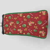 Kerst Ornamant & Candy Cane Patroon Golfheadcover (Voorkant)