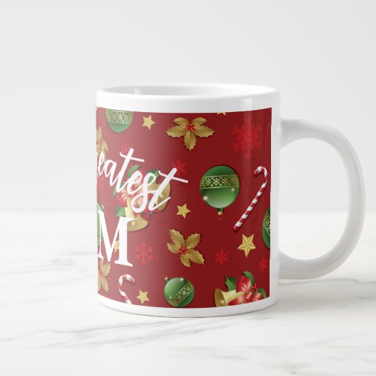 Kerst Ornamant & Candy Cane Patroon Grote Koffiekop (Rechts)