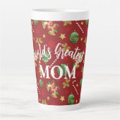 Kerst Ornamant & Candy Cane Patroon Latte Mok (Voorkant)