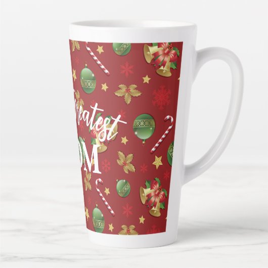 Kerst Ornamant & Candy Cane Patroon Latte Mok (Rechts)