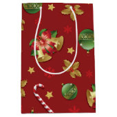 Kerst Ornamant & Candy Cane Patroon Medium Cadeauzakje (Voorkant)