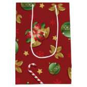 Kerst Ornamant & Candy Cane Patroon Medium Cadeauzakje (Achterkant)
