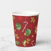 Kerst Ornamant & Candy Cane Patroon Papieren Bekers (Rechts)