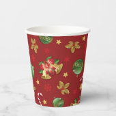 Kerst Ornamant & Candy Cane Patroon Papieren Bekers (Voorkant)