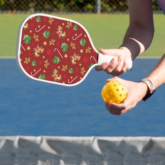 Kerst Ornamant & Candy Cane Patroon Pickleball Paddle (Insitu)