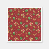 Kerst Ornamant & Candy Cane Patroon Servet (Voorkant)