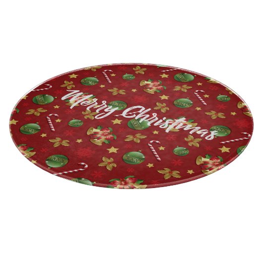 Kerst Ornamant & Candy Cane Patroon Snijplank (Hoek)