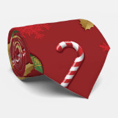 Kerst Ornamant & Candy Cane Patroon Stropdas (Opgerold)