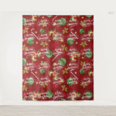 Kerst Ornamant & Candy Cane Patroon Wandkleed (Voorkant)