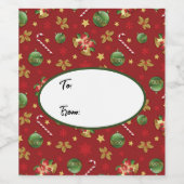 Kerst Ornamant & Candy Cane Patroon Wijn Etiket (Enkel label)