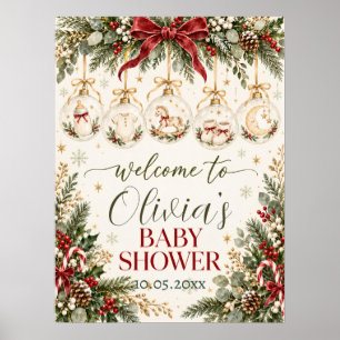Kerst Ornament Baby Shower Welkomstposter Poster