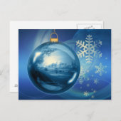 Kerst Ornament Bal Avond Advent Blauw Feestdagenkaart (Voorkant / Achterkant)