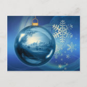 Kerst Ornament Bal Avond Advent Blauw Feestdagenkaart (Voorkant)