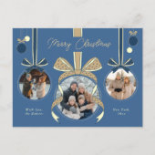 Kerst Ornament Ball Ribbon Drie foto's Briefkaart (Voorkant)