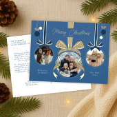 Kerst Ornament Ball Ribbon Drie foto's Briefkaart